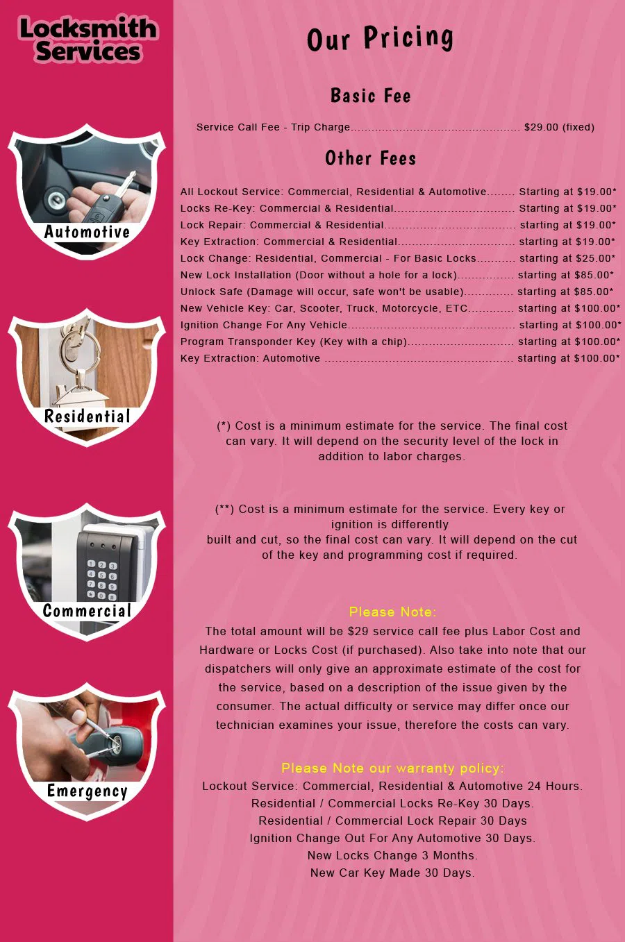 Glendora NJ Locksmith Store Glendora, NJ 856-422-5039 - price-list-c-18